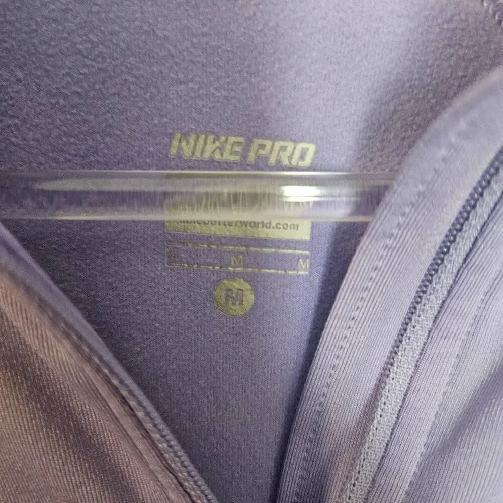 Nike 485378 Pro Hyoerwarm Mock Neck Active Running Tshirt Purple Womens Medium